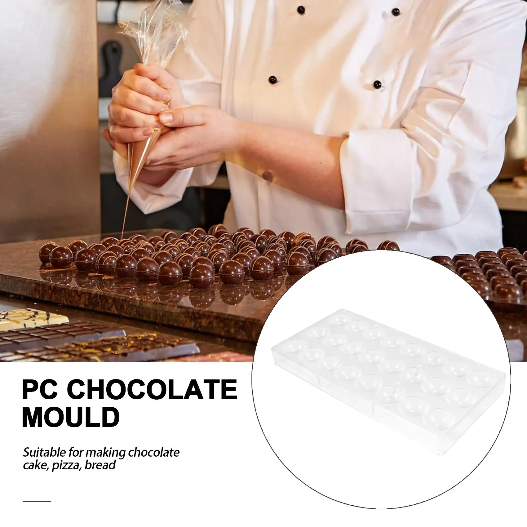 24 Holes Semi Sphere Chocolate Mould Polycarbonate Chocolate Bar Mold Half Ball Candy Maker Mold Bakeware