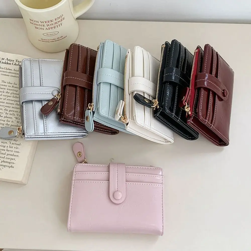 Vintage Retro Women's Wallet Zipper Card Holder Pu Short Wallet Multi-function Ultra Thin Coin Purse Daily