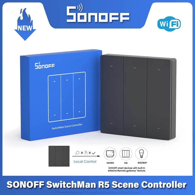 SONOFF SwitchMan R5 Scene Controller 6-Key Free-Wiring Smart Home Via eWeLink Remote Control SONOFF M5 / MINIR3 Smart Switch