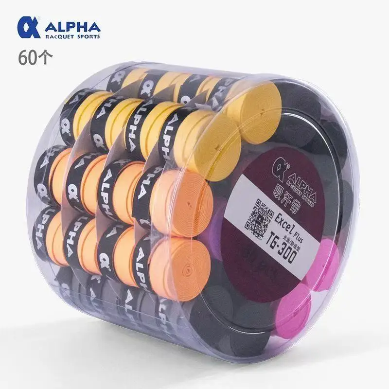 Alpha 60pcs Tennis Dry Grip Tape Overgrips Badminton Racket Grips Tape 0.7mm PU Soft Frosted Grip Accessories TG-350