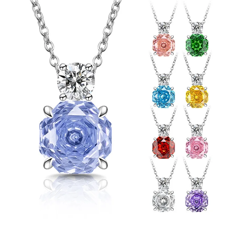 925 pure silver anti-allergy millennium rose cut necklace for ladies, fashionable party jewelry, exquisite gemstone accessory