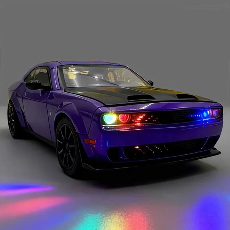 1:24 Dodge Challenger SRT Hellcat alliage modèle de voiture de sport moulé sous pression en métal voiture de course modèle de véhicule musculaire son lumière enfants jouet cadeau