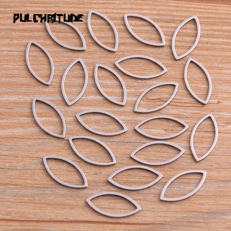 PULCHRITUDE 20Pcs 3 Size Eye Charm Stainless Steel Pendant Open Bezels Hollow Pressed Resin Frame Mold Bezel DIY Jewelry Making