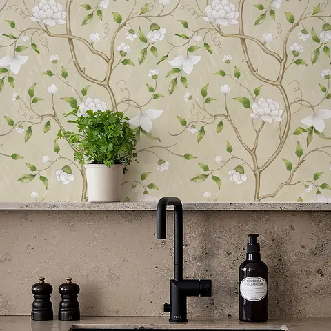 Yellow Vine Flower Leaf Self-adhesive Vinyl Wallpaper Spring Trees Peel and Stick TV Background for Living Room PVC Wall Decor