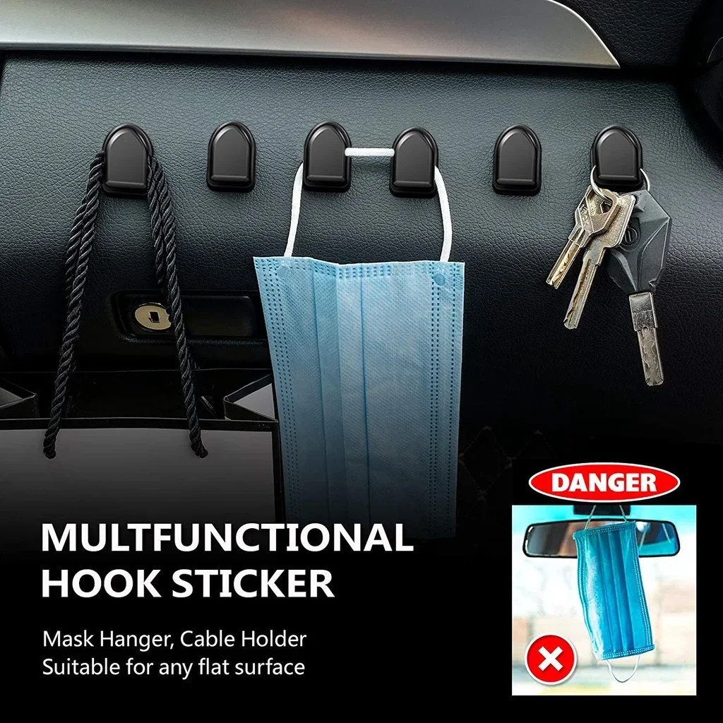 Mini Car Hooks Interior Storage Holder for USB Cable Headphone Key Self-Adhesive Dashboard Wall Hanging Hook Auto Accessories view 2