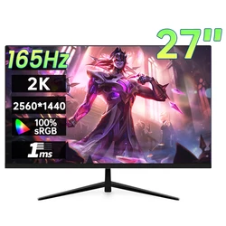 Moniteur de bureau 27 pouces 2K 165Hz, 2560x1440 HDR 100% SRGB, 1ms, affichage d'ordinateur de jeu libre, IPS VA incurvé, écran droit HDMI/DP