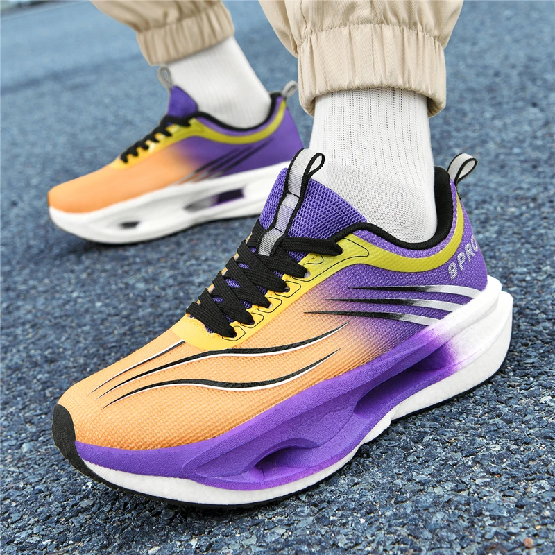 

Men's Lightweight Running Shoes New Cushioning Lace-Up Carbon Plate Non-Slip Outdoor Athletic Sneakers for Sports