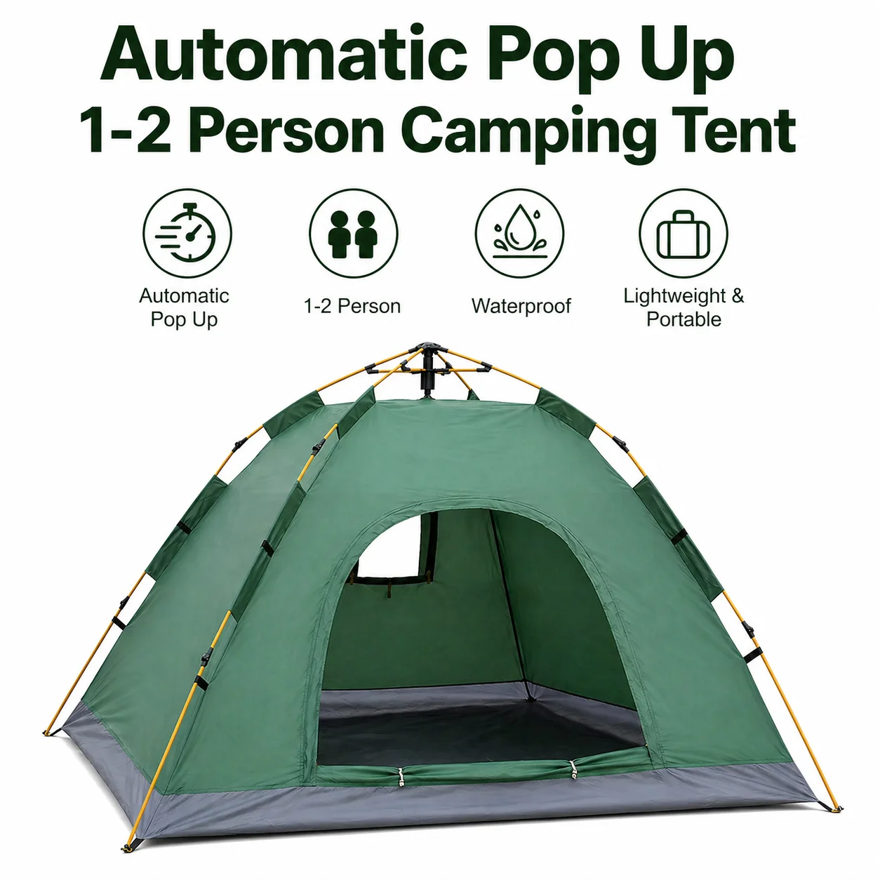 Automatisches Campingzelt für 1-2 Personen, wasserdicht, UV-Schutz, Pop-Up-Zelt für Outdoor, Wandern, Picknick, Strandunterstand