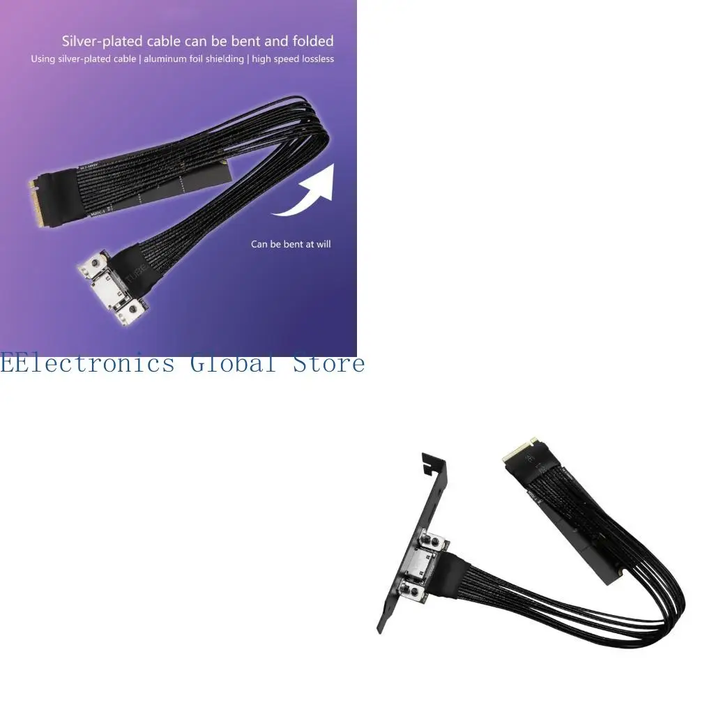 cable-d'extension-462b-64gbps-m2-vers-oculink-4i-cable-plaque-argent-pcie40-gen4-pour-cable-adaptateur-m2-vers-sff8611