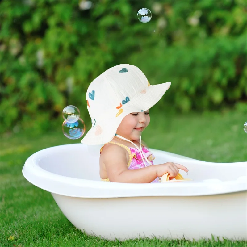 

Toddler Beach Sun Hat UV Protection Kids Wide Brim Bucket Hat with Adjustable Chin Strap for Outdoor Play