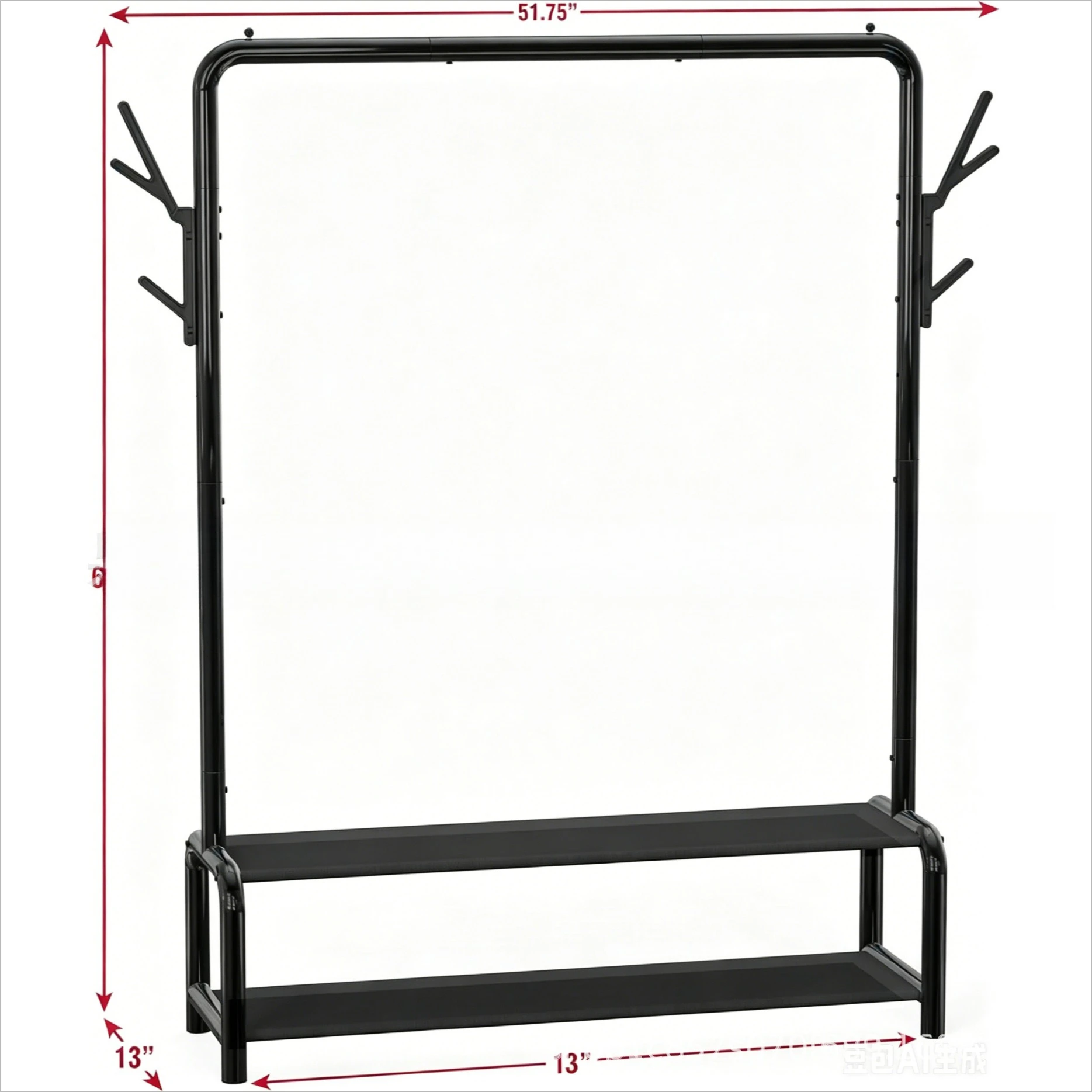 Household floor-to-ceiling hanger with anti-drop plug double-layer shelf, bedroom coat and hat storage rack