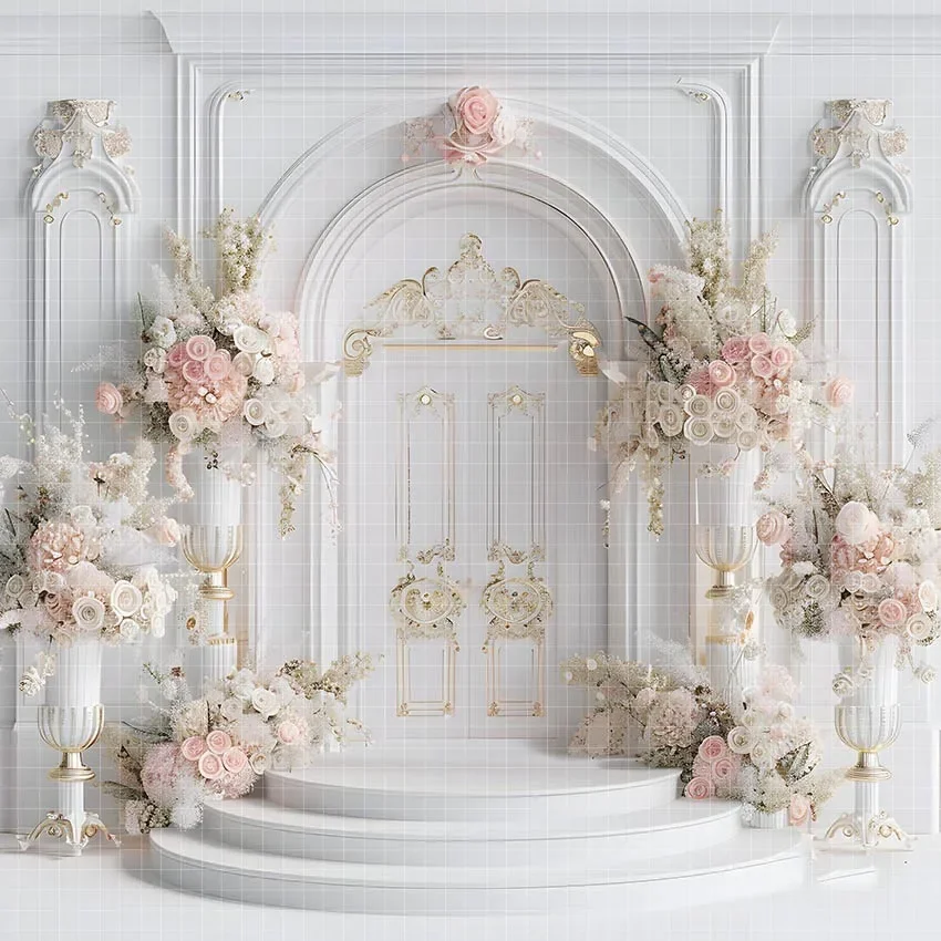 Mehofond Photography Background Luxury Floral Palace Door Adult Birthday Wedding Maternity Portrait Decor Backdrop Photo Studio