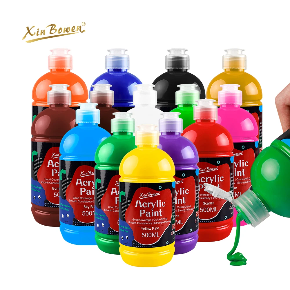 500ml Acrylic Paint Set for Wall Painting Coloring Art Student Texture DIY Graffiti Shoes Water-Based Art Supplies 14 Colors