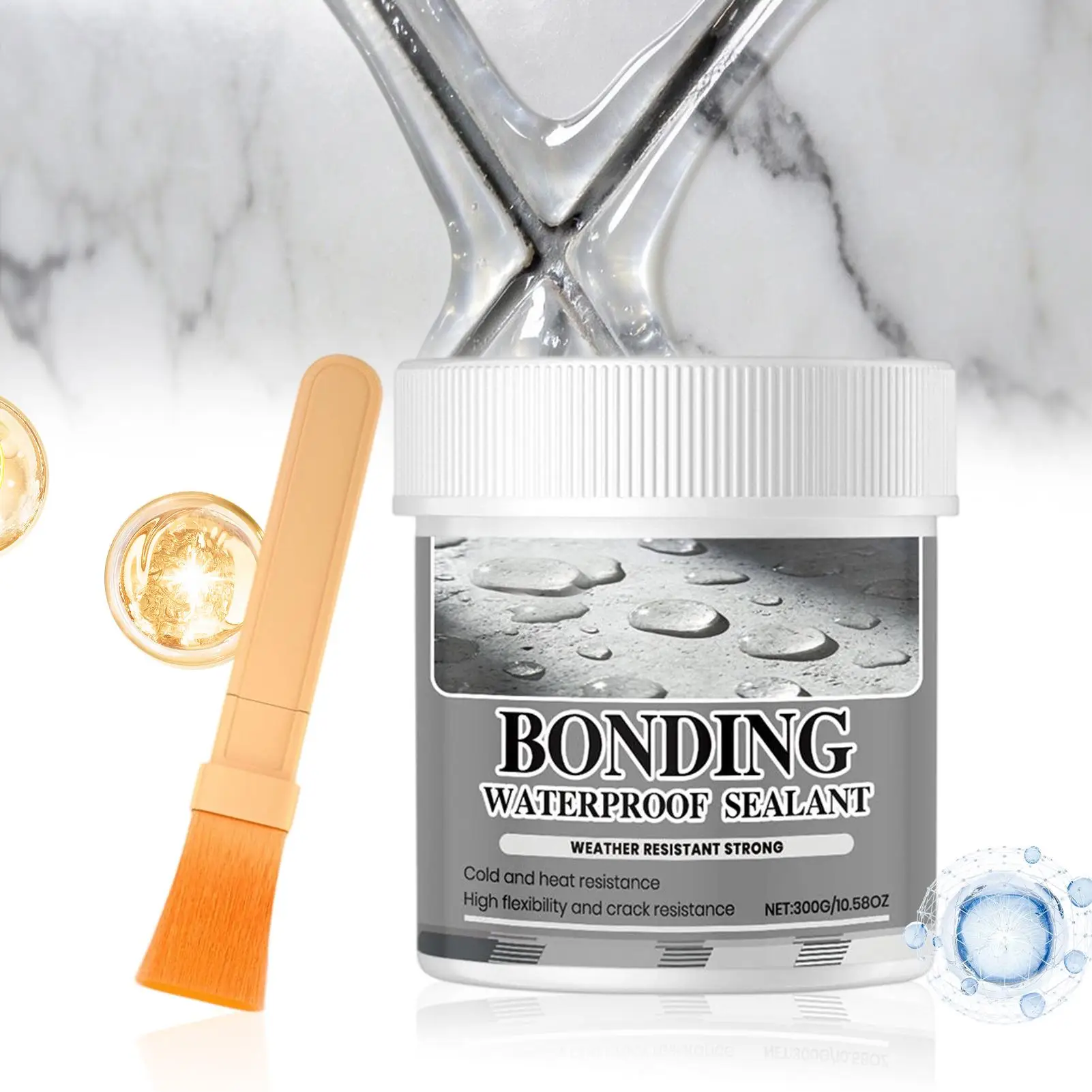 Bonding Waterproof Sealant 300g Quick Curing Adhesive With Brush Transparent Invisible Strong Adhesion RV Roof Sealant Coating
