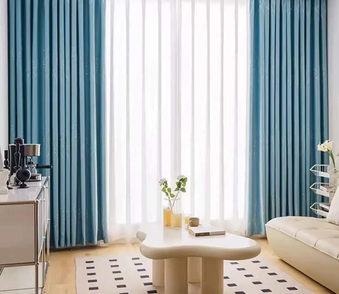 Light Blocking Blue Curtains, Finished Products, Thickened Sunshade Cloth Living Room Bedroom Simple And Modern