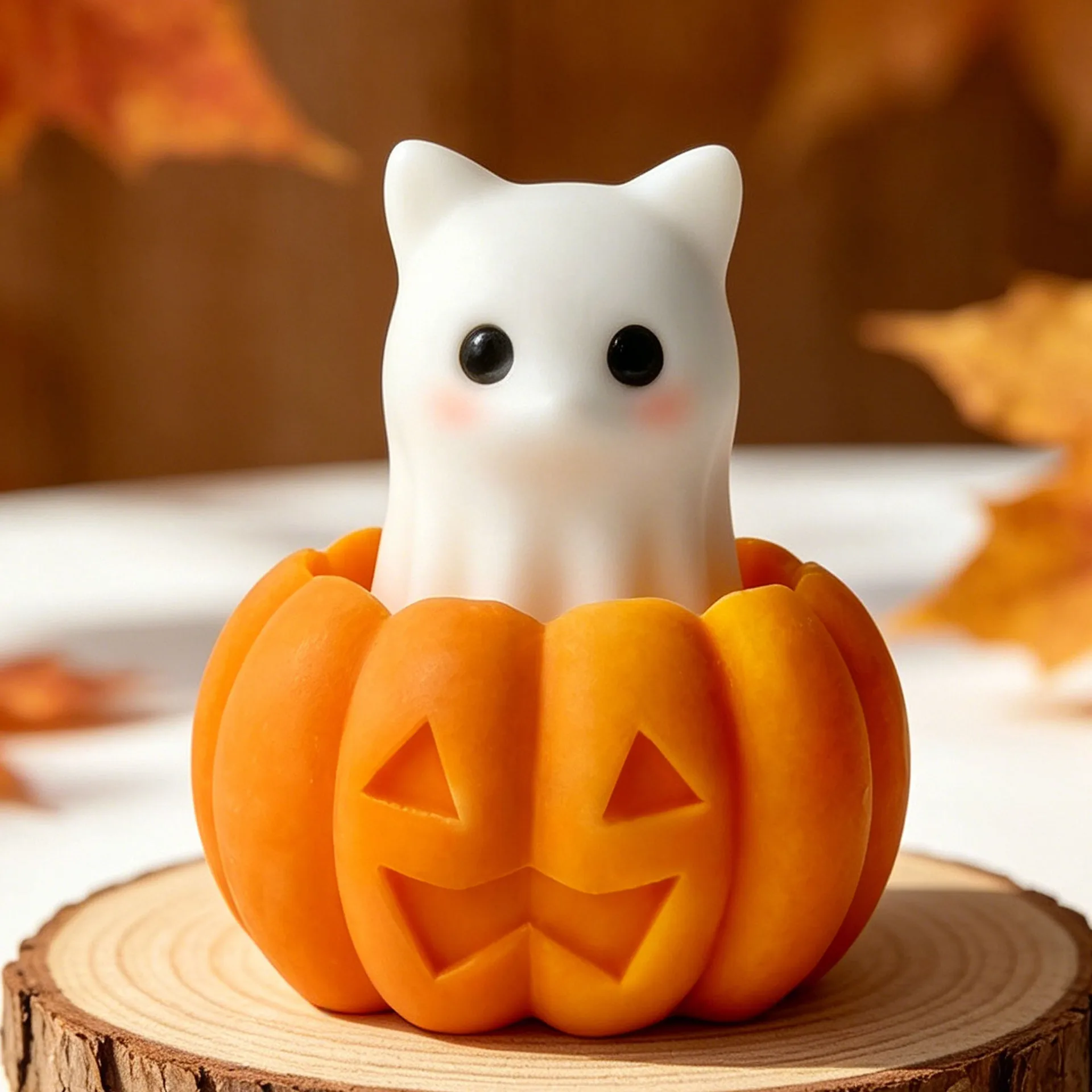 DIY Halloween Candle Spook Puppy Cat Silicone Mold Cute Ghost Plaster Casting Decoration Mould Aroma Candles Making Supplies