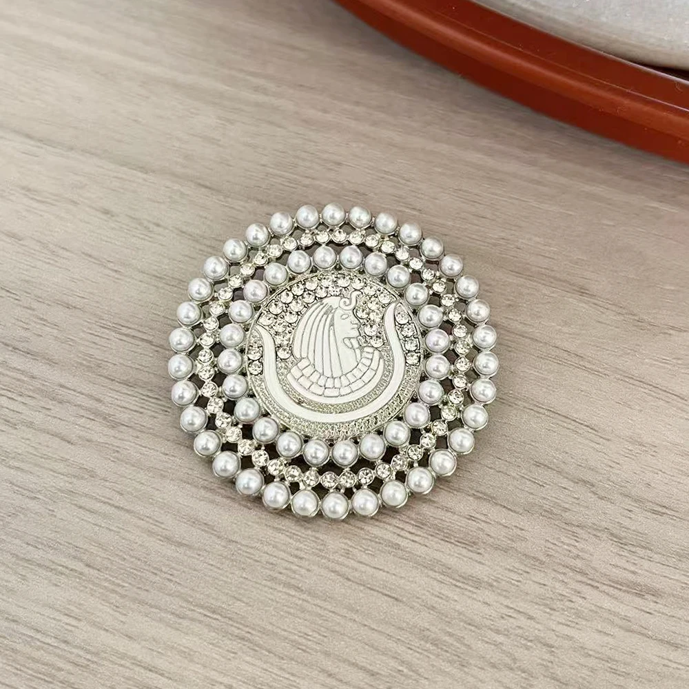 اليدوية حجر الراين اللؤلؤ مطعمة جولة شعار DOI جمعية الماسونية ابنة بروش #5