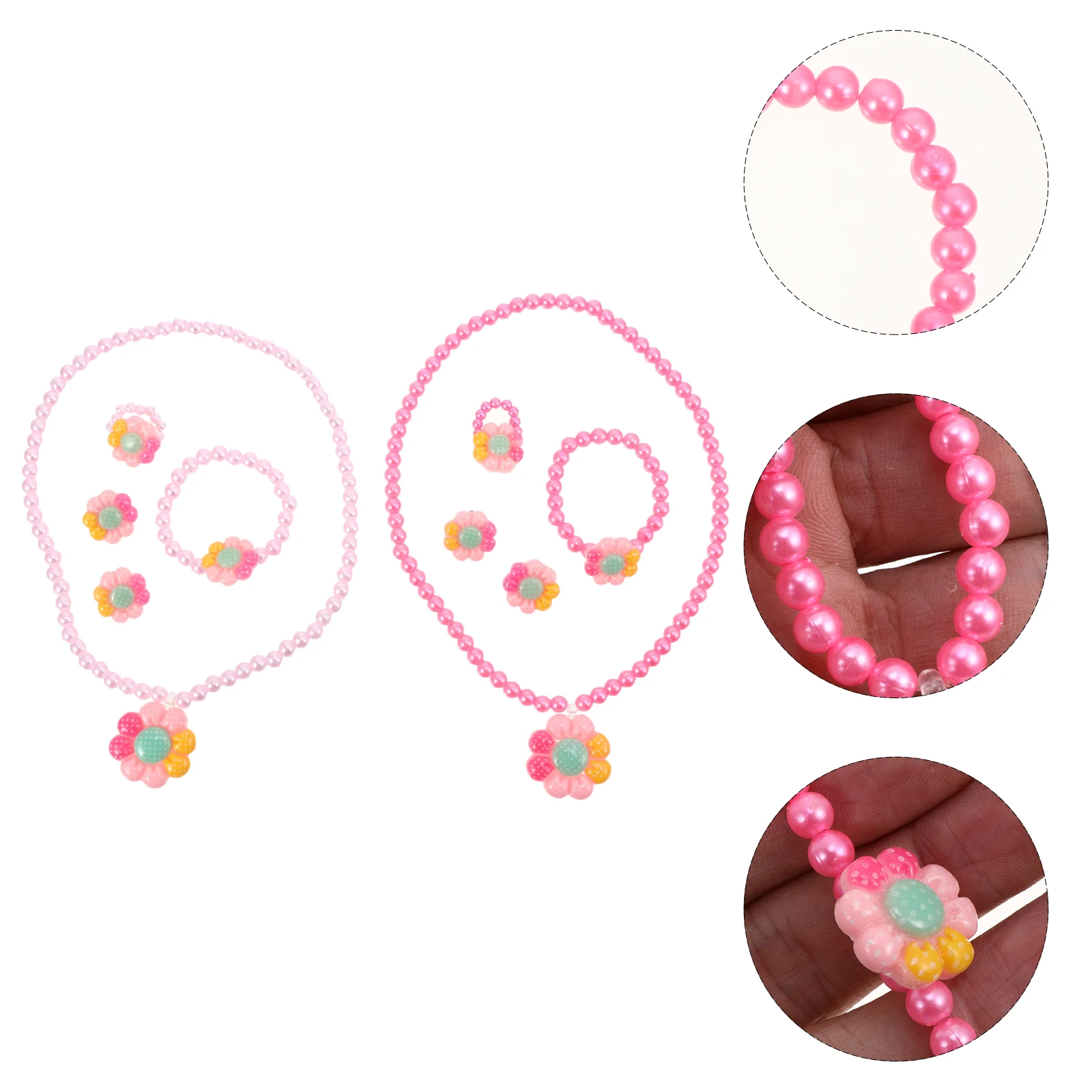 

2 Sets Necklace Bracelet Girl's Jewelry Accessories Kids Ear Clip Flower Photo Child