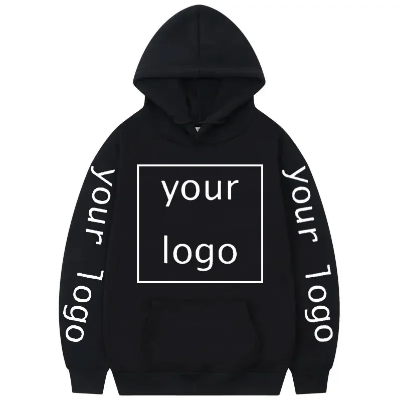Customize Your Own Designed Printed Hooded Women Men Casual Hoodie Top Solid Color Pullover Street Personality Sweatshirts