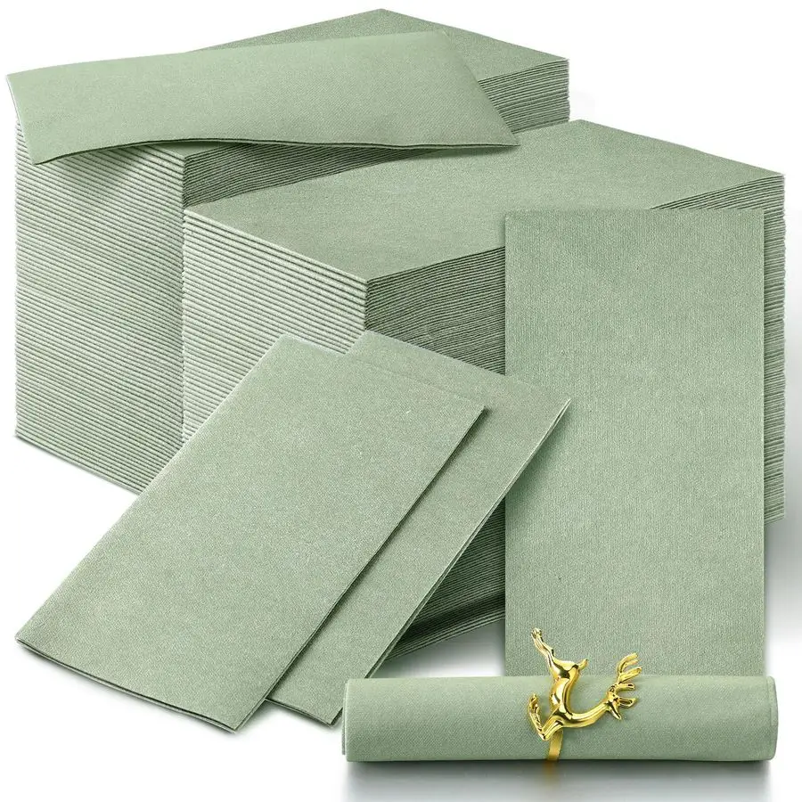 

160 Pcs Sage Green Dinner Napkins Disposable Wedding Paper Napkins Bathroom Guest Hand Towels Sage Green Wedding Table Decor for