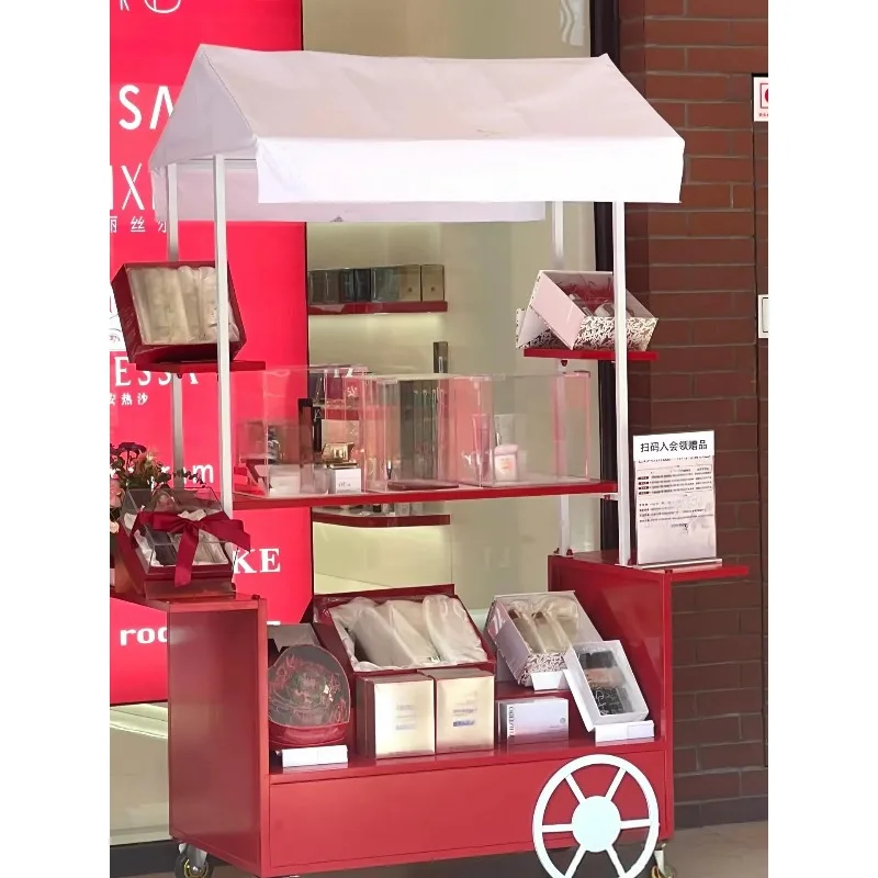 Fashion Design Multi-layer Flower Bucket Display Stand Activity Vending Trolley Promotion Table