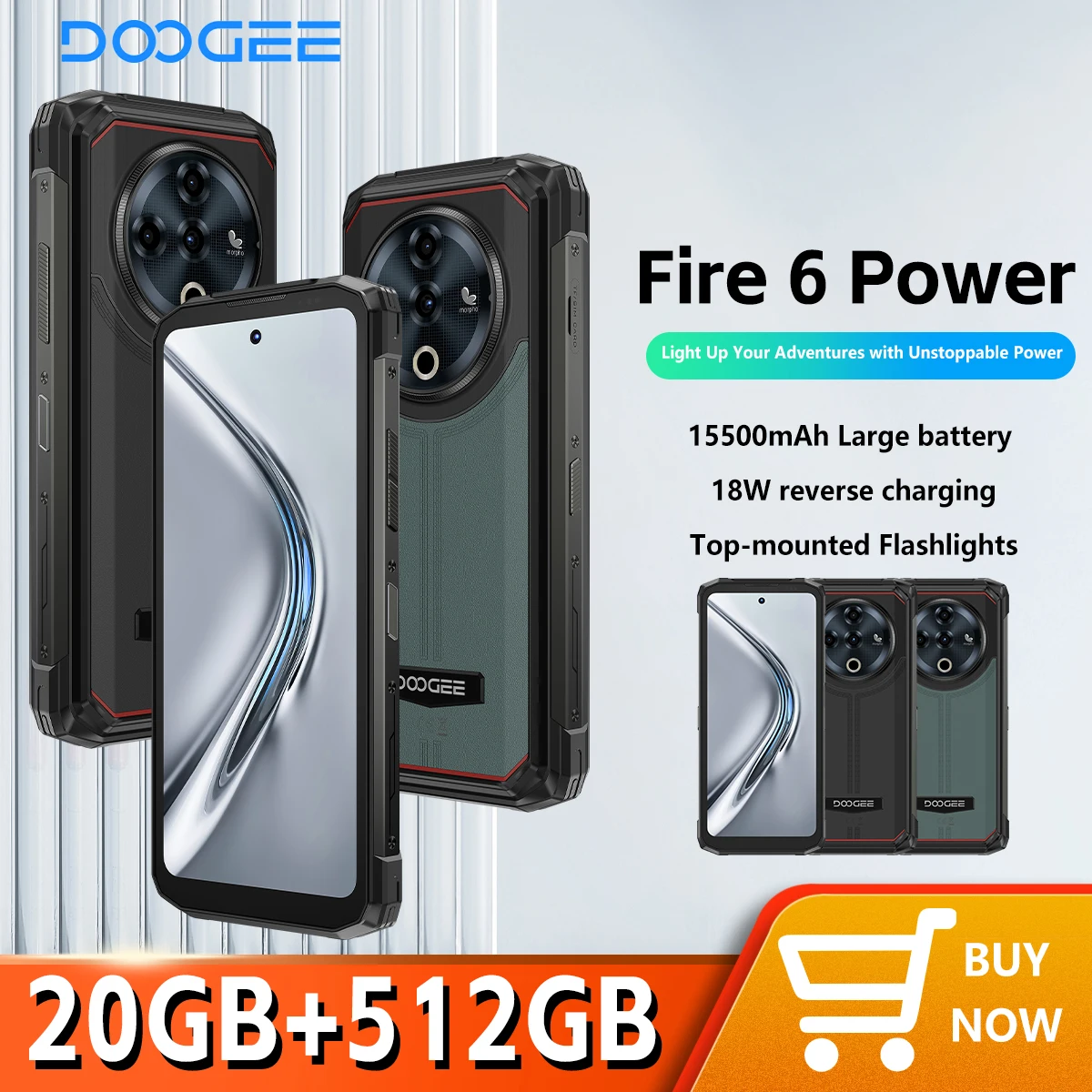 DOOGEE Fire 6 Power Rugged Smartphone 6.56