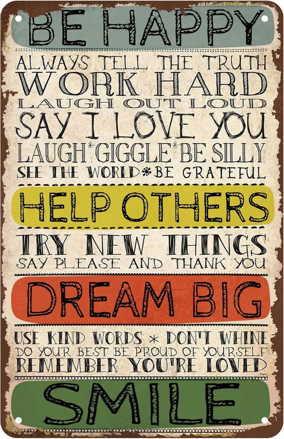 Motivational Positive Tin Metal Sign Reminders Wall Decor Encourage Gift for Kids Teens Women Home Office Bedroom Living Ro sign