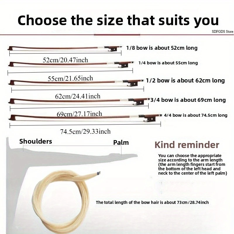 A Set of Ebony Fish-tail Eye Tail Violin Practice Bows, Suitable for Violins, Including The Bow and Additional Ponytail Bow Hair