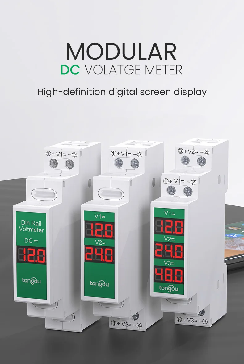 Meter Numeric Display Voltage Gauge for Electronics Din Rail Smart LED Digital DC11V-310V Direct Current Voltage