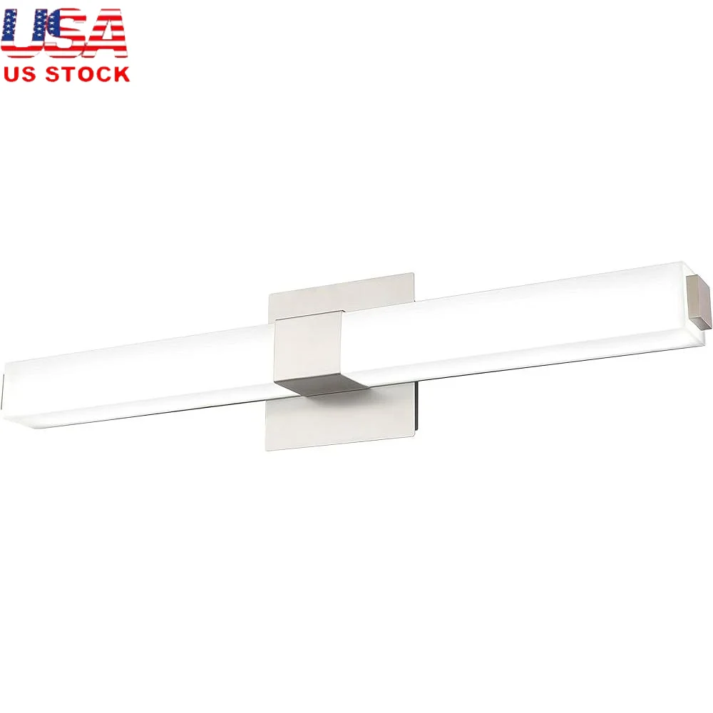 Luz LED para tocador de baño, accesorio de iluminación de montaje en pared de níquel cepillado de 24 pulgadas, diseño moderno sobre espejo, iluminación de bajo consumo