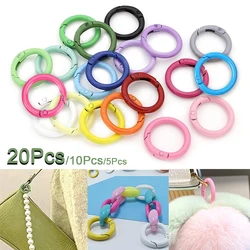 5-20Pcs Metal Spring O Rings Round Carabiner Keyring Snap Clip Trigger Spring Keyrings Buckle Spring Ring for Keychain Bag Purse