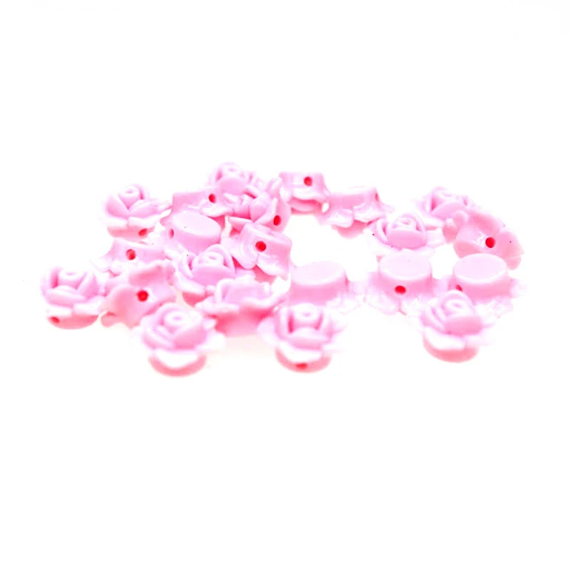 50pcs/lot 12mm Single Hole Flower Shape pink Acrylic Beads Scrapbook Sewing Buttons DIY Material Findings BD22126