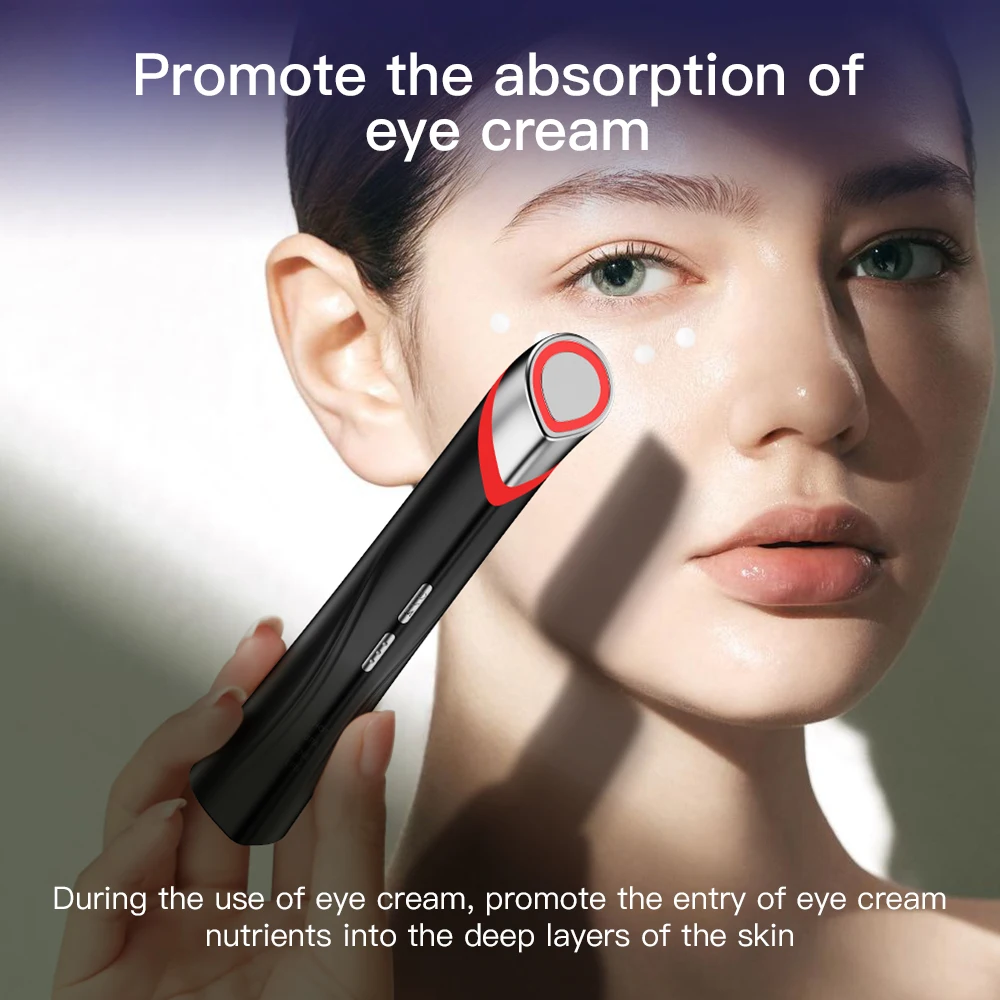 เครื่องนวดหน้า 4 in 1 สำหรับบำรุงรอบดวงตา พร้อมแสงบำบัด LED สีแดง ช่วยผ่อนคลาย ลดรอยคล้ำใต้ตา ถุงใต้ตา และอาการบวม เครื่องมือดูแลผิว