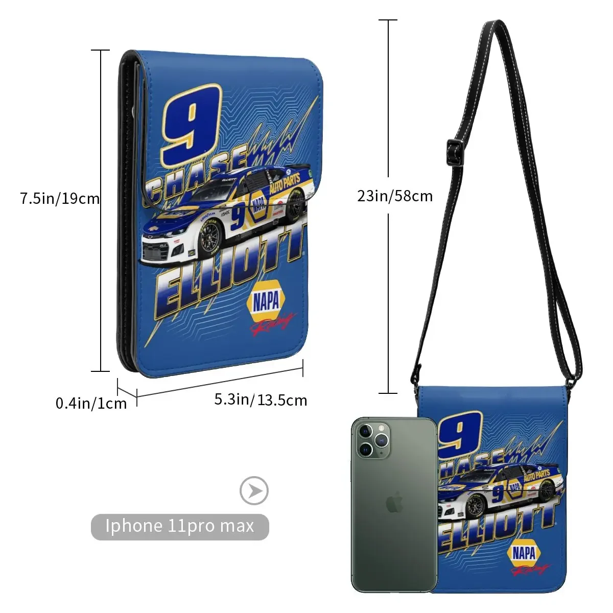 Chase Elliott 9 Crossbody Wallet حقيبة الهاتف الخليوي حقيبة الكتف محفظة الهاتف الخليوي حزام قابل للتعديل