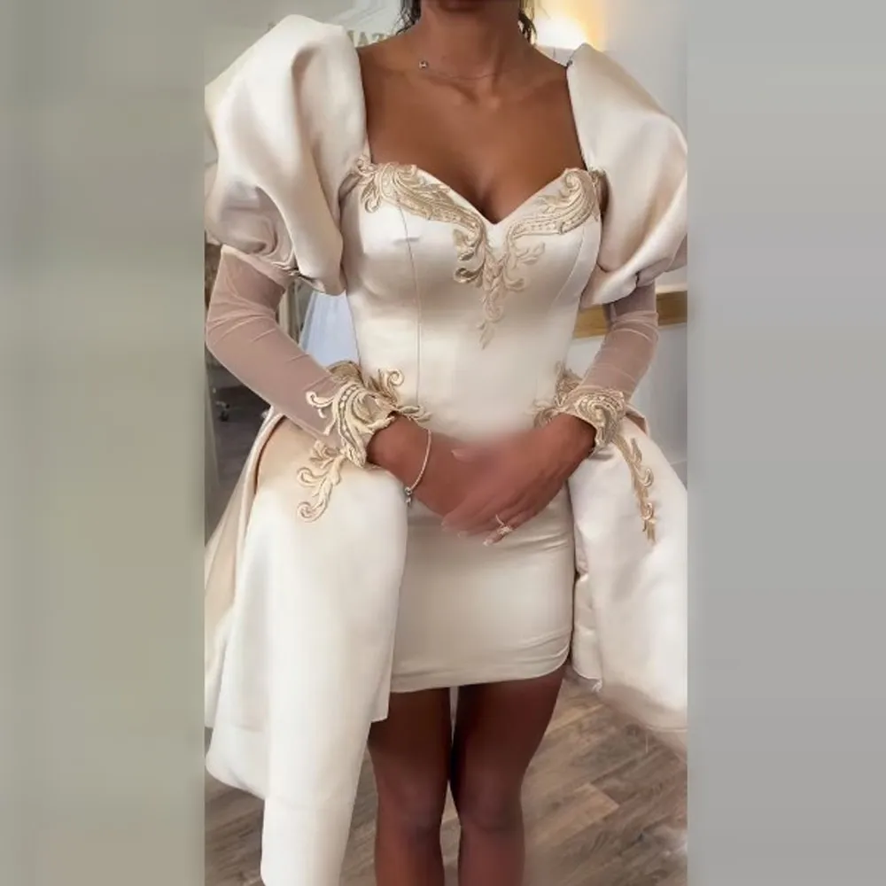 

Потрясающие платья русалки для выпускного вечера с аппликациями Вечернее платье русалки с длинными рукавами и съемным шлейфом Коктейльные платья