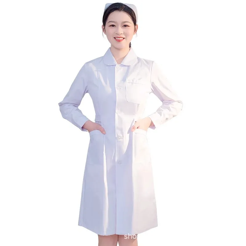 New Nurse Overalls Pharmacy White Coat Laboratory Overalls Comfortable Medium and Long Coat