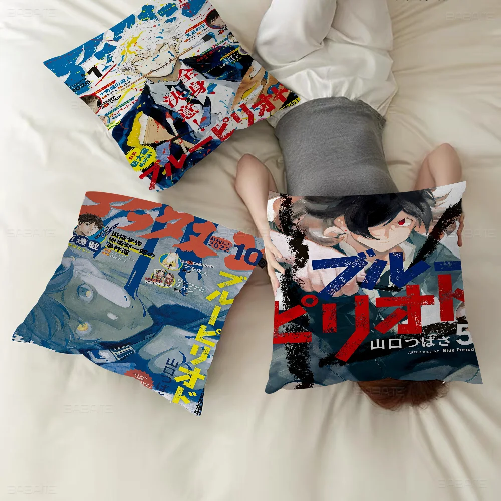 Anime Blue Period Cushion Cover Pillow Cover Decor Pillowcase Printed Cushion Case for Couch