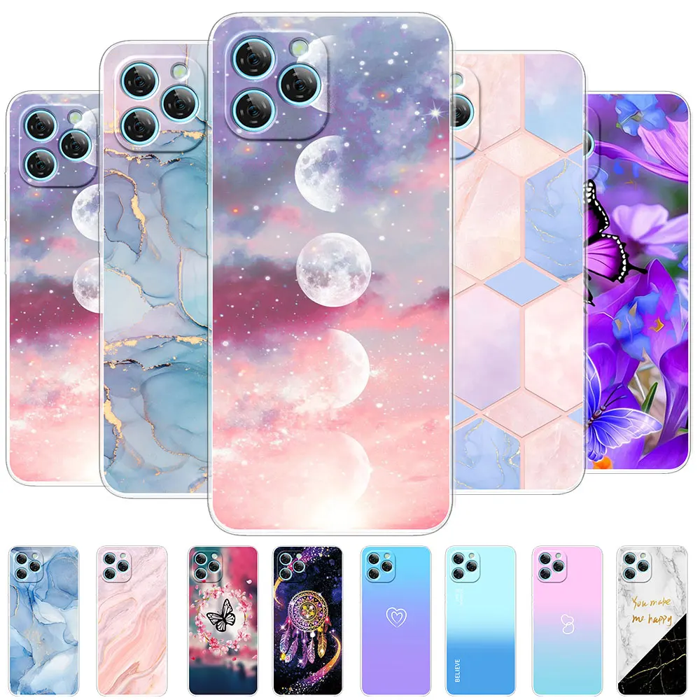 Dla Blackview A95 Case 6.53 calowy marmur przezroczysty miękki silikonowy etui z TPU etui na telefony dla Blackview A95 ochronny futerał na telefon Shell