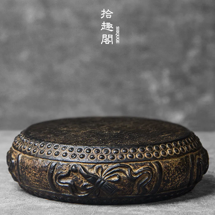 Handmade Stone Teapot, Dry Soaked Carving Art Ornament, Nostalgic Teapot Cushion, Vase Base Decoration, Buddha Seat,