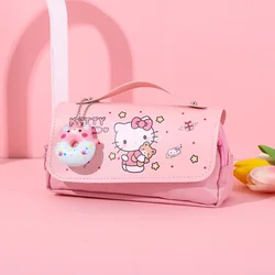 Sanrio Hello Kitty Pencil Case Cute Cartoon Kuromi Donut Pendant Student Large Capacity Stationery Storage Bag Holiday Gifts