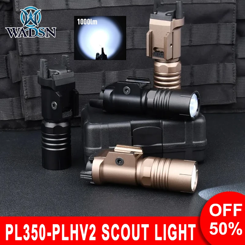 WADSN PL350-PLHv2 Scout Light 1000lumen Metal Tactical Flashlight Hunting LED Lamp Pistol Scout light For Gl oc17 Gun 20mm Rail