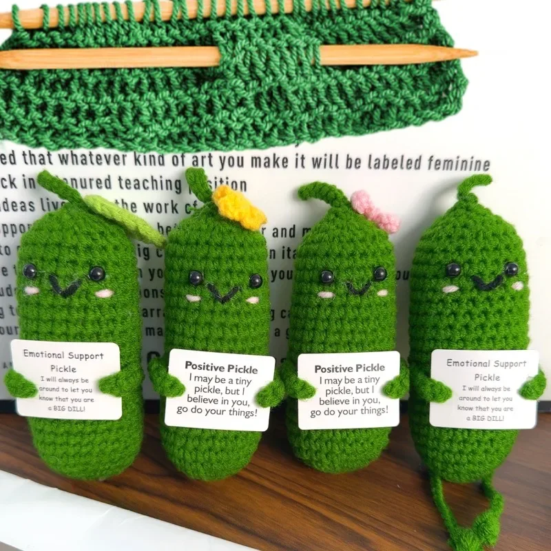 1/10pcs Handmade Emotional Cucumber Positive Energy Handmade Crochet Doll Festival Gifts Funny Handwoven Ornament Knitting Gift