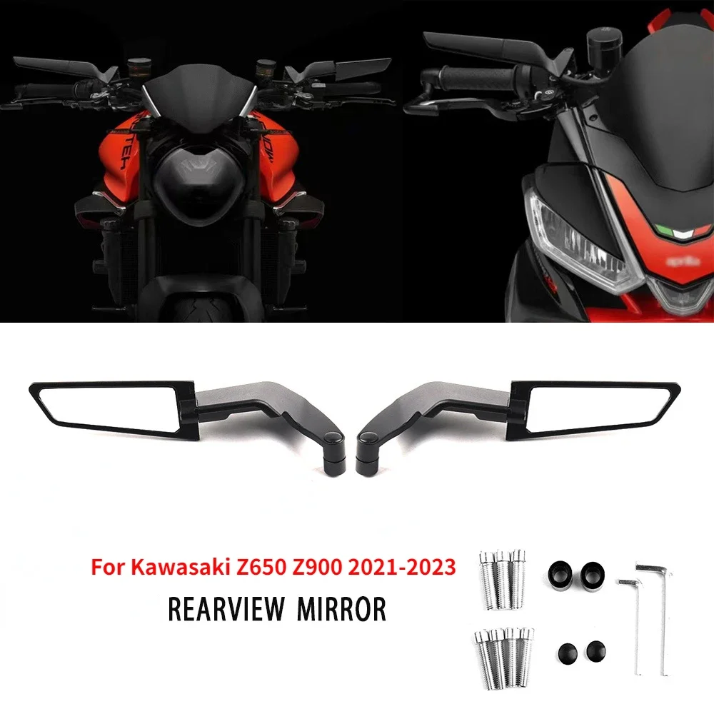 

Side Mirrors For Kawasaki Z650 Z900 21-23 Moto Adjustable Rear View Stealth Winglets Mirror Wind Wing Rearview Reversing Mirror