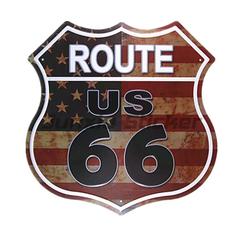 Vinyl Car Stickers for Retro Route 66 Fun Truck Windows External Stickers for Laptops, Covering Scratches, Decorative Stickers