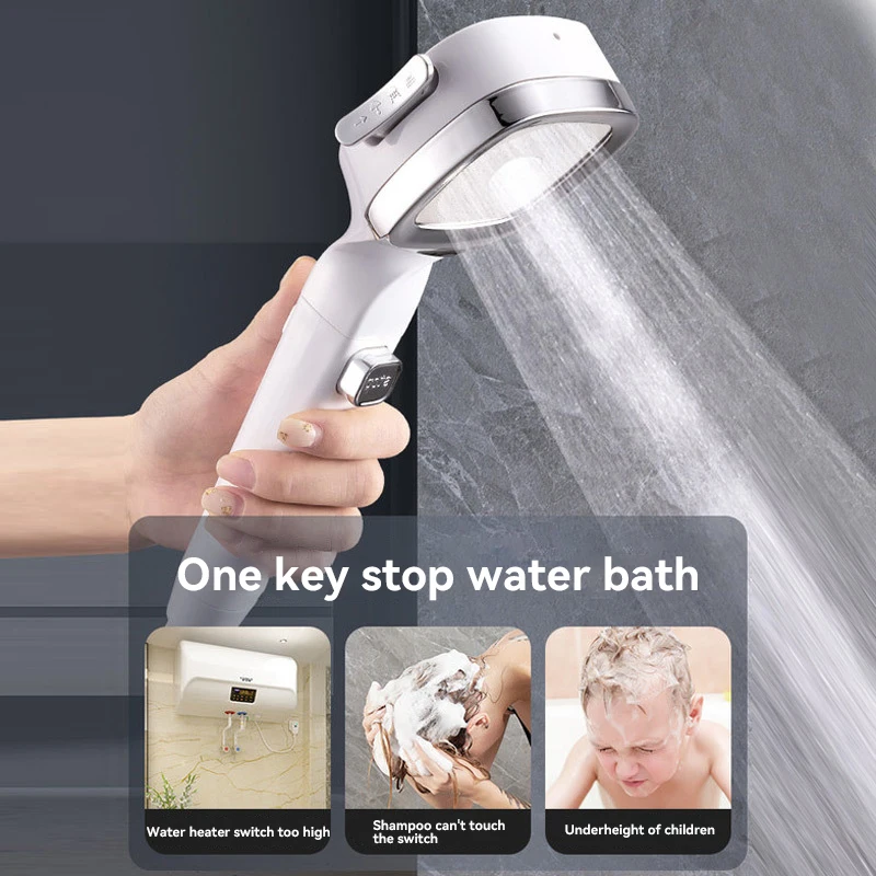 For Xiaomi Shower Head 4 Mode Handheld One Button Water Stop Massage High Pressure Abs Filter Shower Head Bathroom Accessories