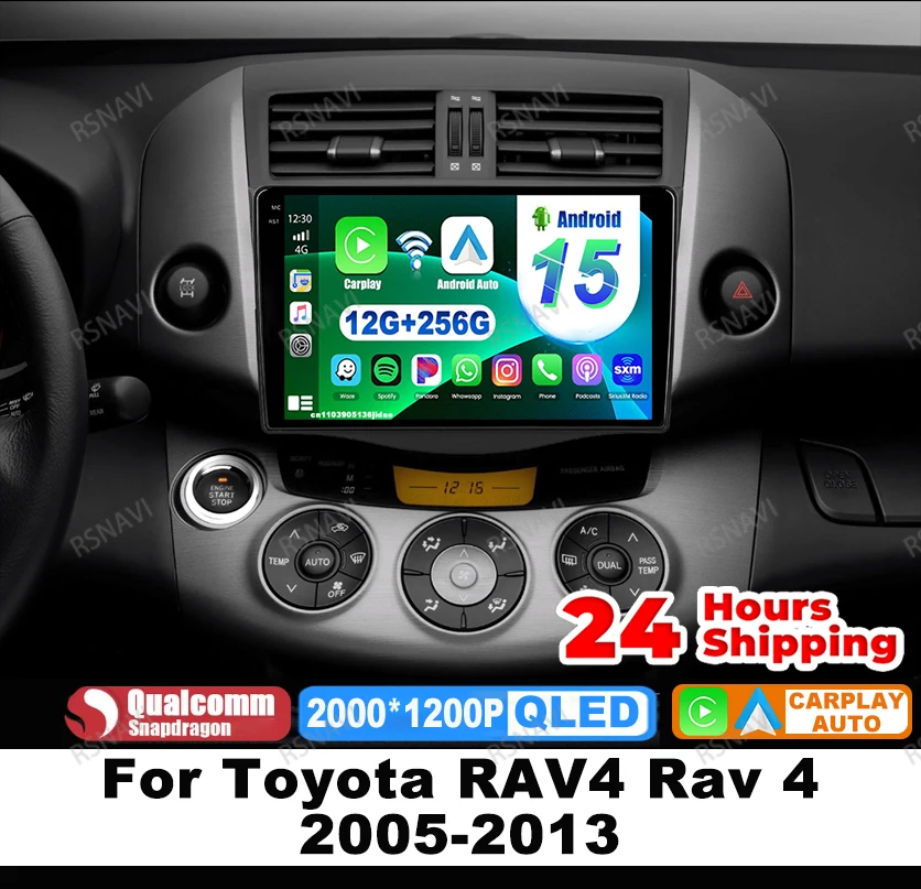 

Car Radio Android 15 For Toyota RAV4 Rav 4 2005-2013 DVD Viedo Player DSP 5G WIFI Wireless Carplay Auto Multimedia QLED Qualcomm