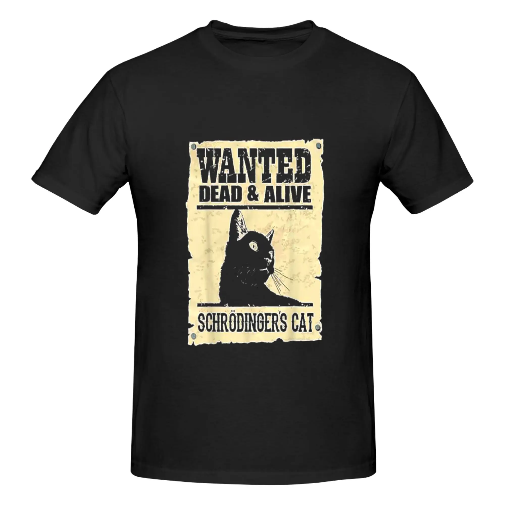 T-shirt imprimé drôle Wanted Dead Or Alive Schrodinger S Essential pour hommes, t-shirt unisexe