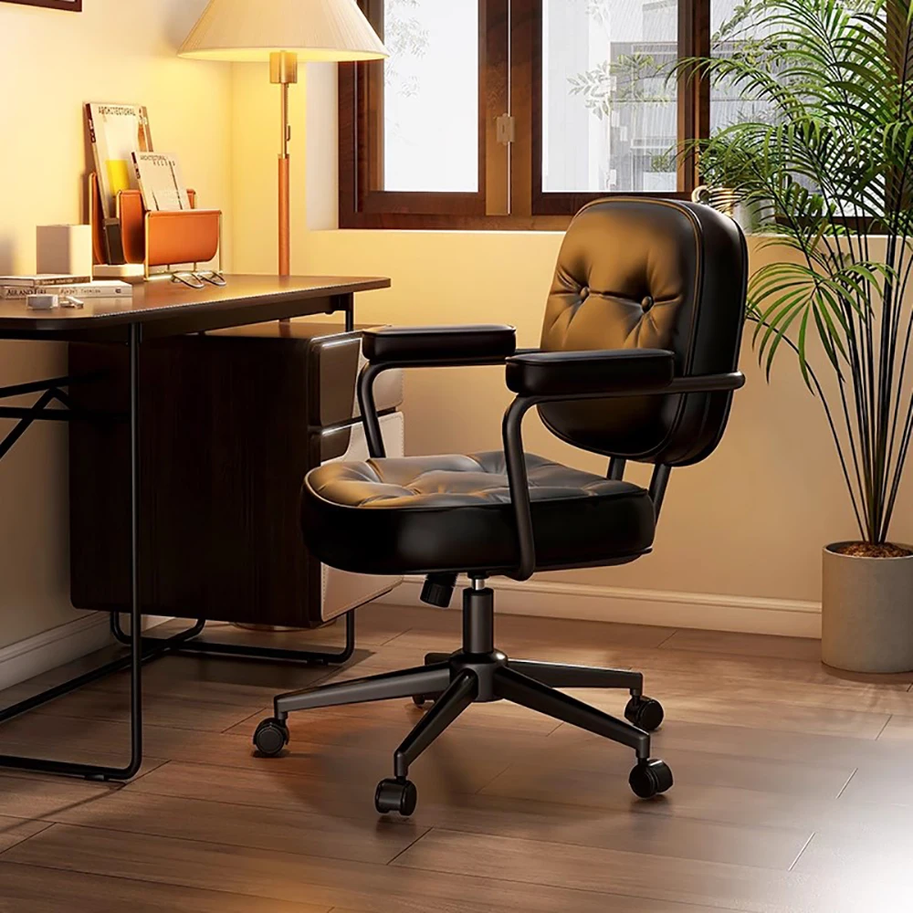 Silla de oficina cómoda nórdica, silla de oficina ergonómica moderna y elegante, muebles estéticos europeos para ordenador