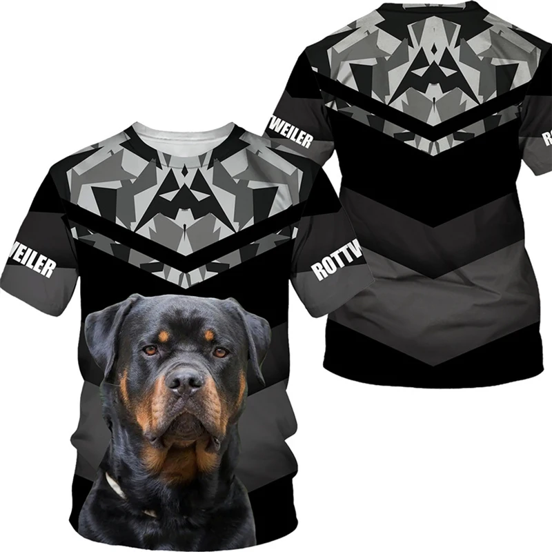 Rottweiler Dog T Shirt 3d Pet Pit Bull Printed T-shirt Womens Clothing Funny Doggy Kids Tee Shirts Gym Tracksuit Sportwear Tops