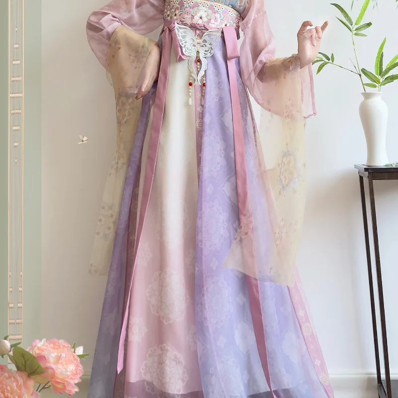Hanfu Female Warbler Flower Language Tang-made chest-length shirt  Zi chest-length skirt Sister spring and summer Hanfu